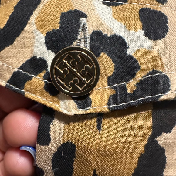 Tory Burch Leopard Print Button-Up Shirt - Tan, Black, Cream - Picture 2 of 7